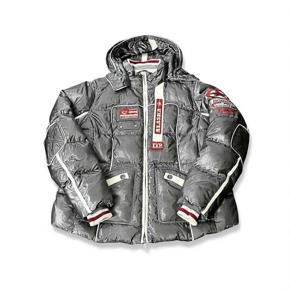 Bogner Metallic Silver Down Feather Ski Coat Size 46 / US 16 Excellent